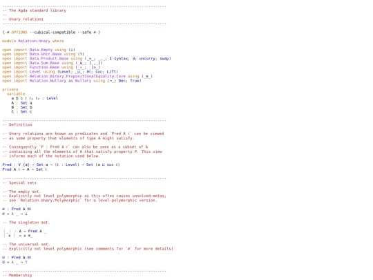 agda/Relation.Unary screenshot