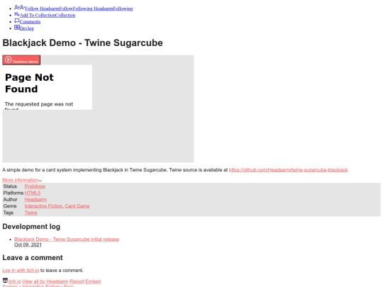 C/Blackjack Demo - Twine Sugarcube by Headsarm screenshot