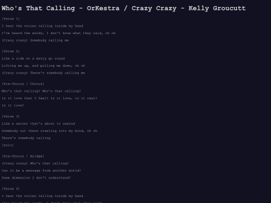 lyrics/whosthatcalling screenshot