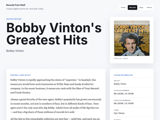 records/bobby-vinton-s-greatest-hits screenshot