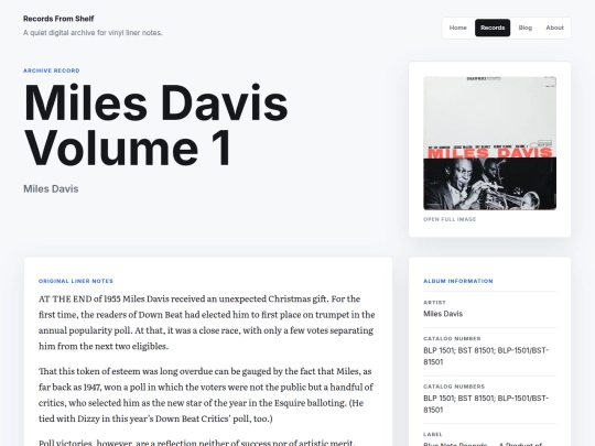 records/miles-davis-volume-1 screenshot