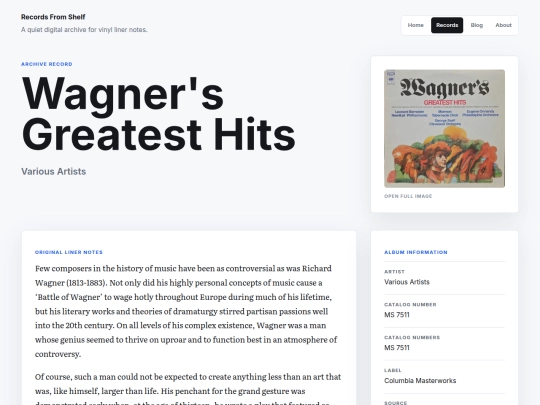 records/wagner-s-greatest-hits screenshot
