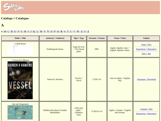 catalogoA screenshot