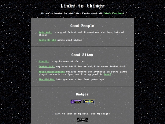 links screenshot