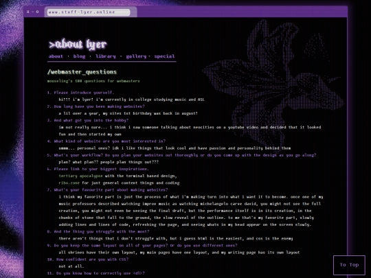about/questions screenshot