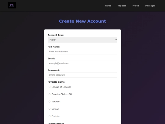 registration screenshot