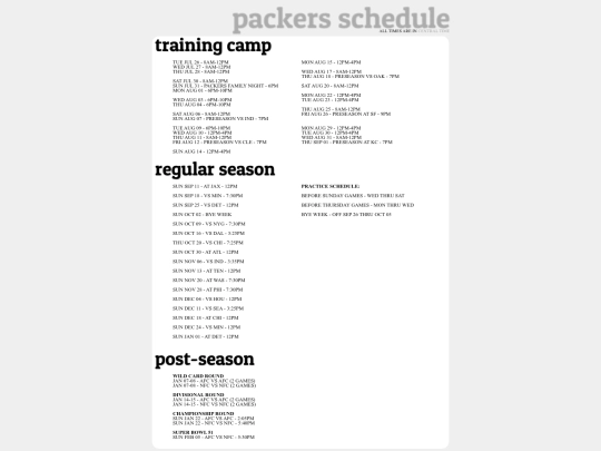 schedule screenshot