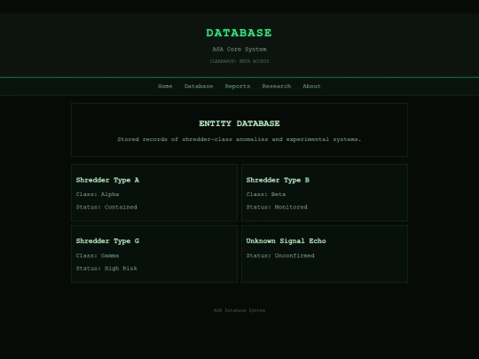 database screenshot