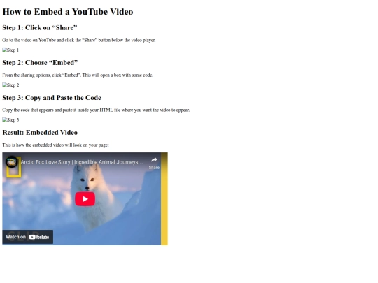 Video Embedding Tutorial Assignment /Tutorial screenshot