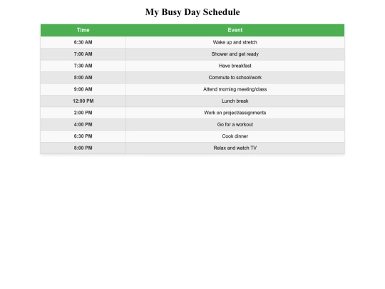 schedule screenshot