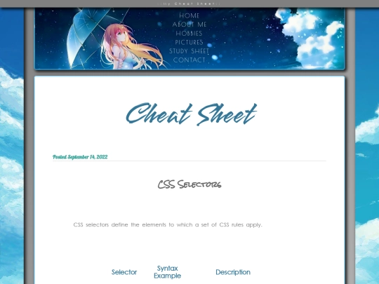 cheatsheet screenshot