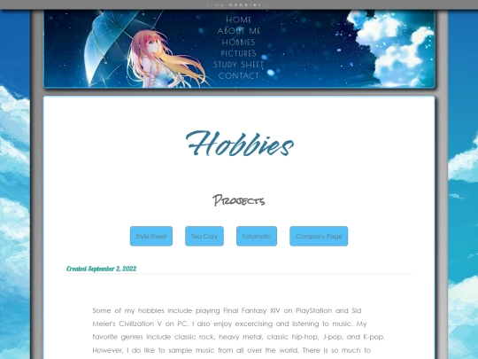 hobbies screenshot