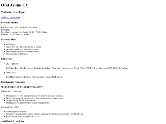 OrelAsulinCV screenshot