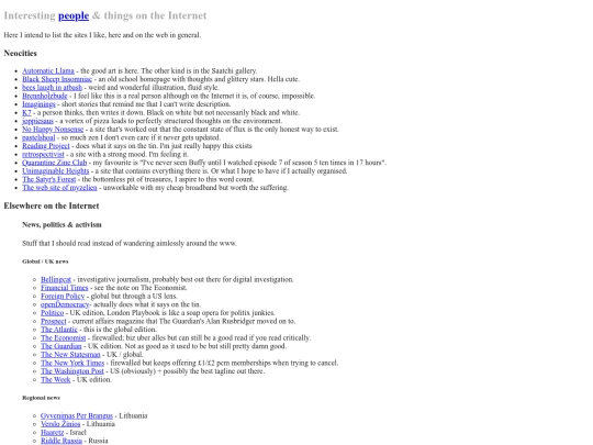 links screenshot