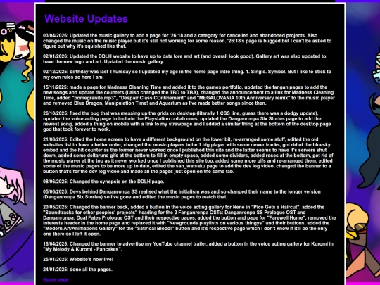 pages/website updates screenshot