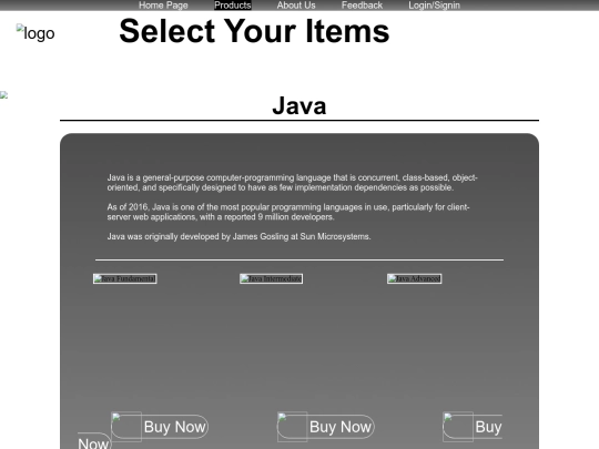 Products screenshot