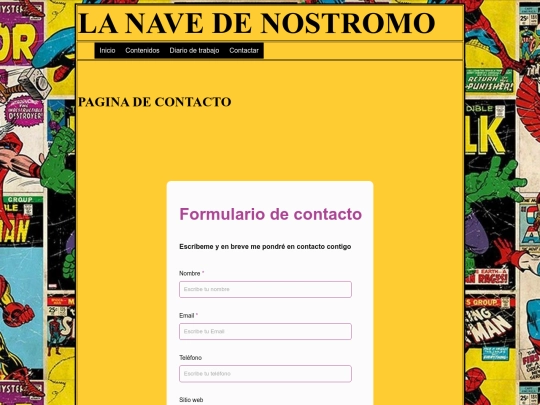 Pagina de contacto con formulario screenshot