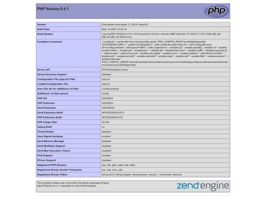 wasm-test/php screenshot
