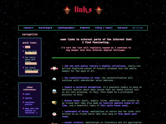links screenshot