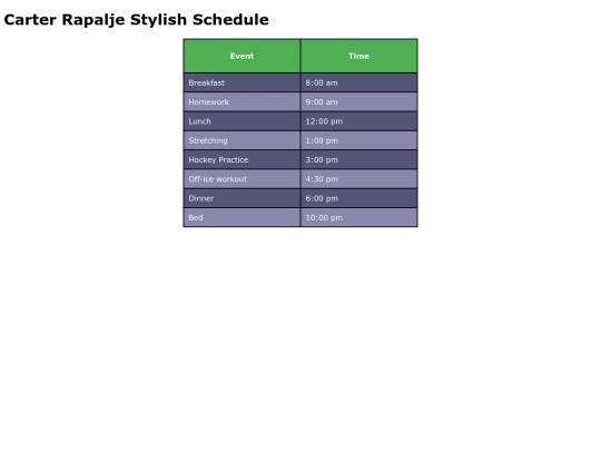 schedule screenshot