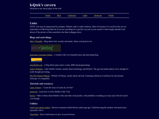 links screenshot