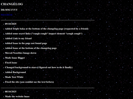 Changelog screenshot