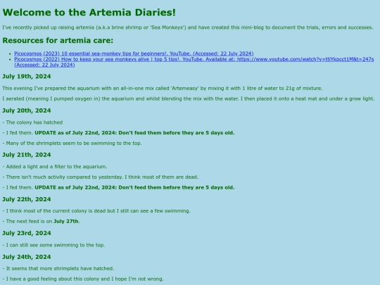 Artemia Diaries/artemiadiaries screenshot