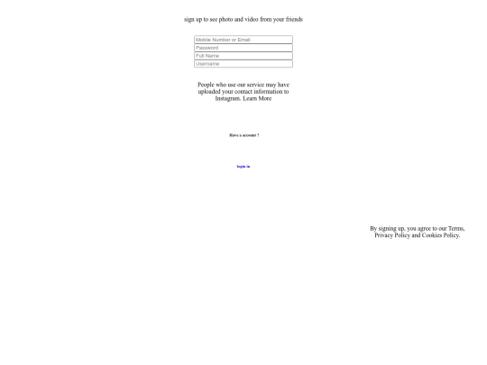 Instgram login screenshot