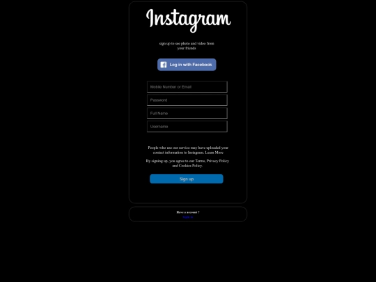 instagram login screenshot