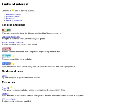 links screenshot