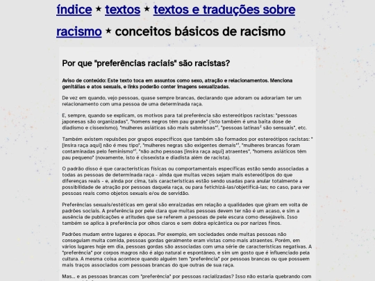 textos/racismo/preferencias screenshot