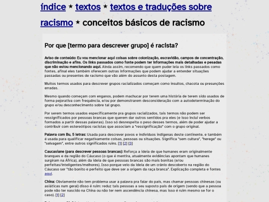 textos/racismo/termos screenshot