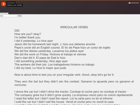 IRREGULAR VERBS screenshot