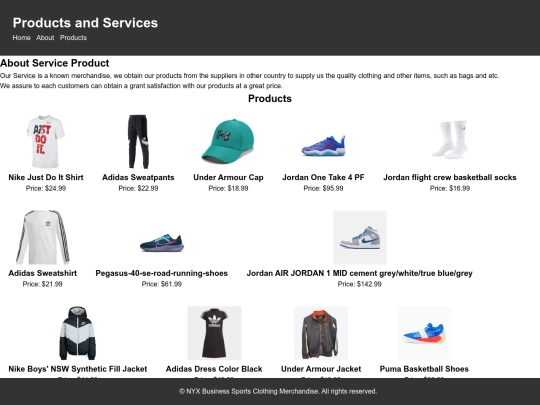 products screenshot