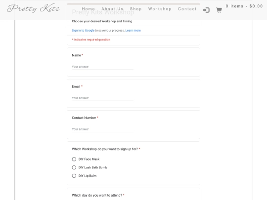 Workshop-form screenshot