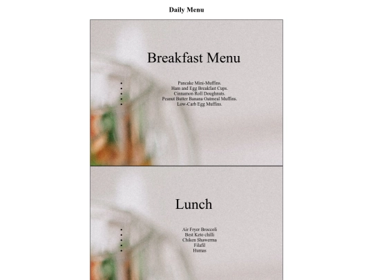 MENU screenshot