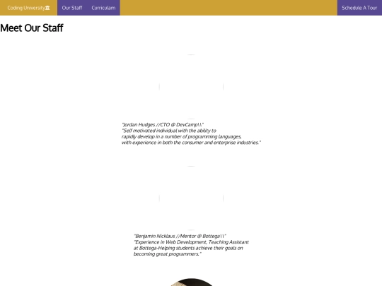 index.hmtl/OurStaff screenshot
