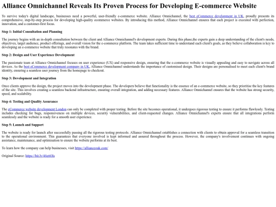 AllianceOmnichannelRevealsItsProvenProcessforDevelopingE-commerceWebsite screenshot