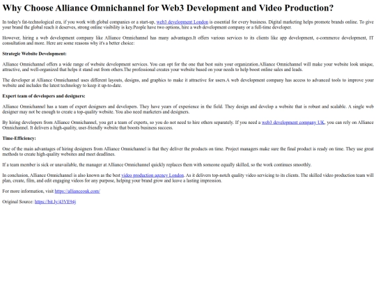 WhyChooseAllianceOmnichannelforWeb3DevelopmentandVideoProduction screenshot