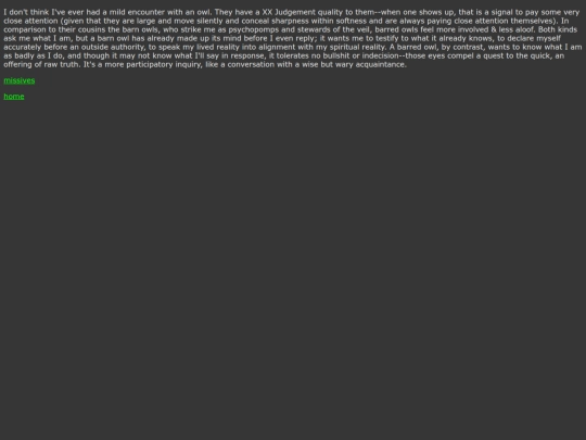 missives/owls screenshot