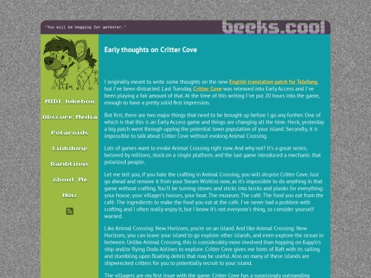 ramblings/20240917crittercove screenshot