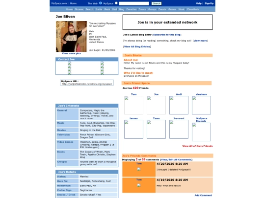 MySpace screenshot