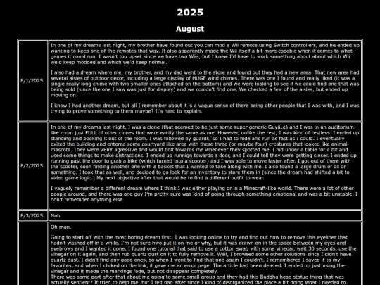 Dream-Journal/2025/August screenshot