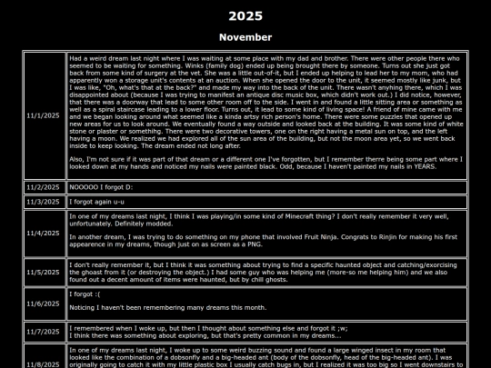 Dream-Journal/2025/November screenshot