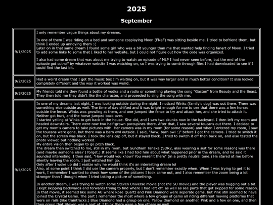 Dream-Journal/2025/September screenshot