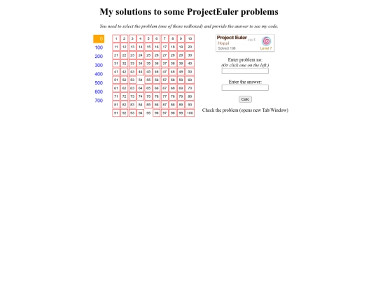 ProjectEuler/solutions screenshot