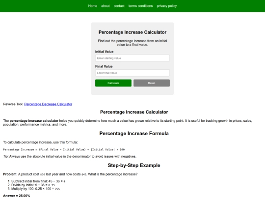 percentage-increase-calculator screenshot