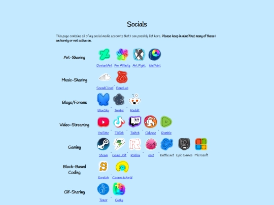 socials screenshot
