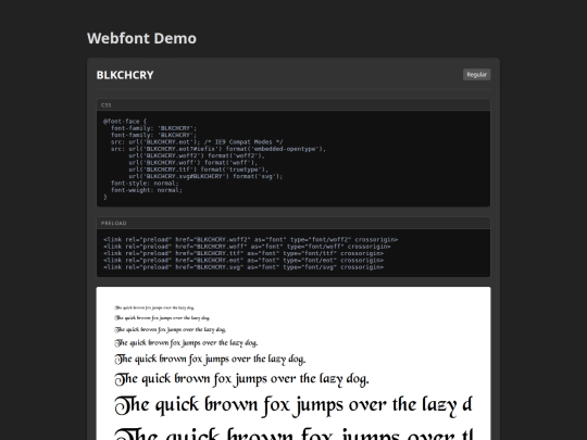 fonts/blkchcry/demo screenshot