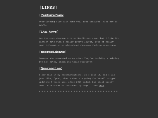 links screenshot